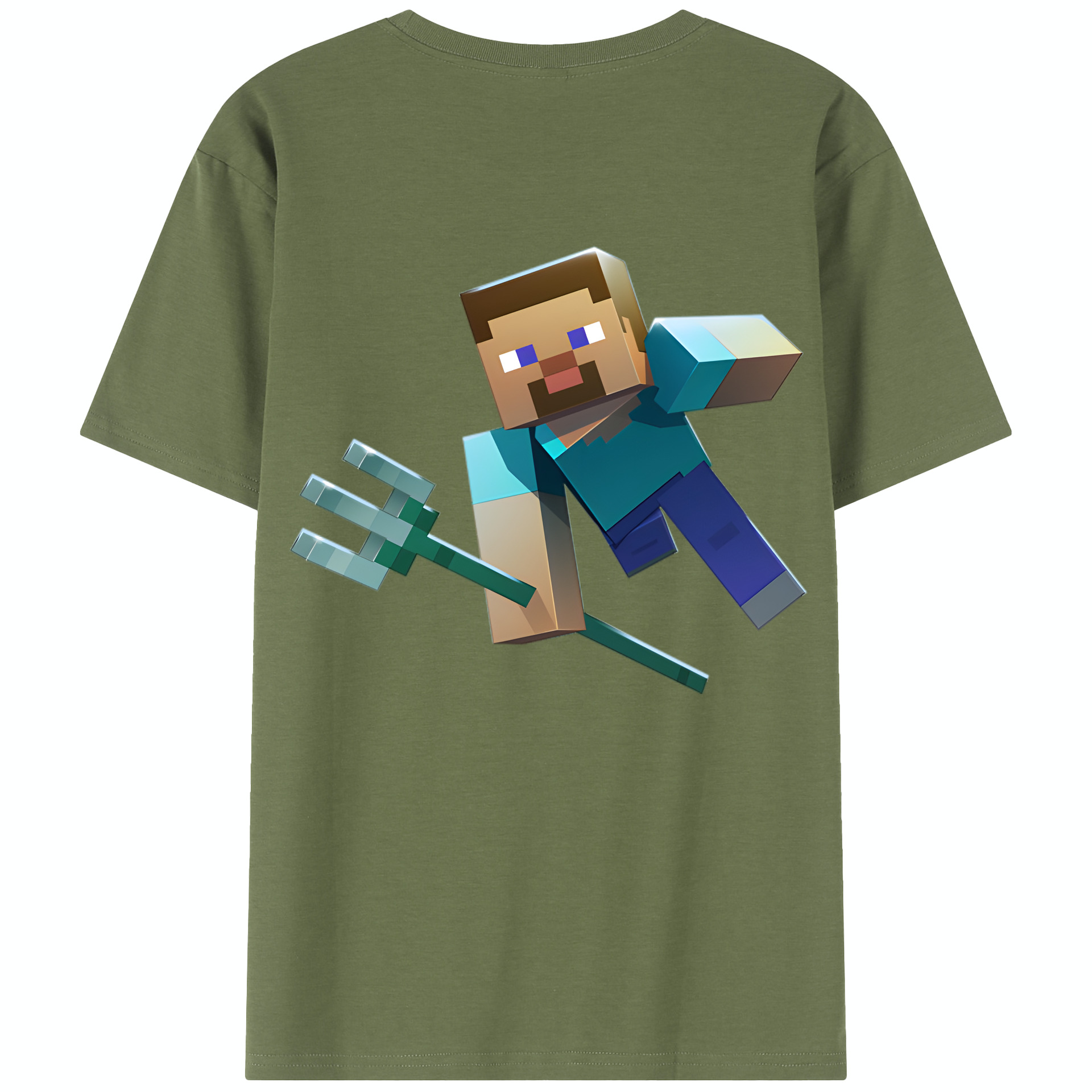 （画像用） マインクラフト ブロックの世界 Minecraft MC Block world 綿100％半袖Tシャツ（背面プリント）